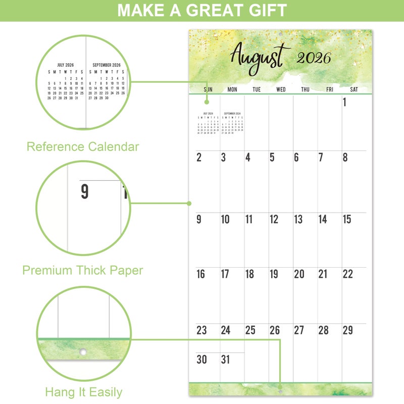 Journaltastic 2026 Wall Calendar - 12-Month Monthly Wall Calendars, Jan. 2026 - Dec. 2026, Large Print Big Grid Wall Calendar 2026, 12" x 24" (Open), Thick Paper - Image 5